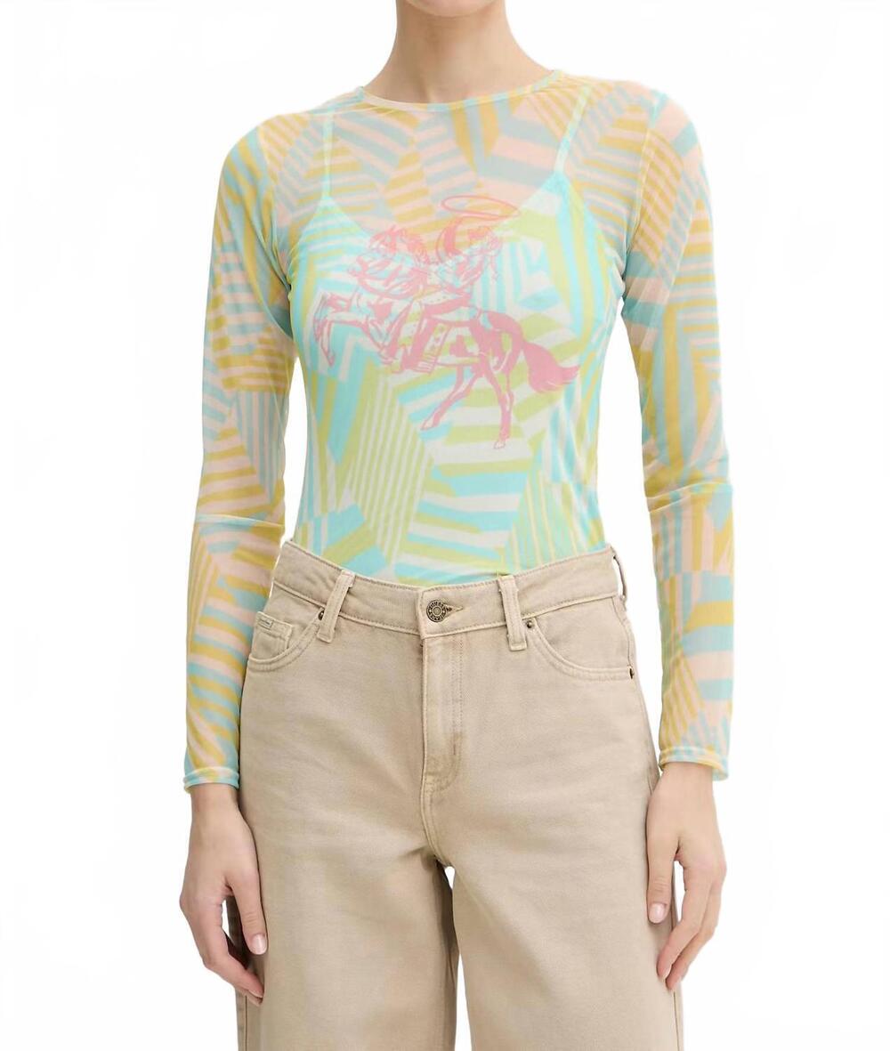 NEW NEVER FULLY DRESSED western abstract long sleeve top in multicolor